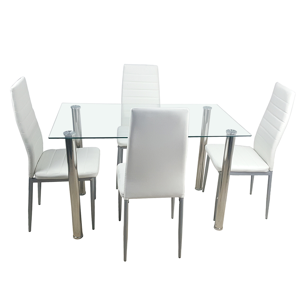 Dinning table set Tempered Glass Dining Table with 4pcs Chairs kitchen table glass table dining set furniture Shipping from US